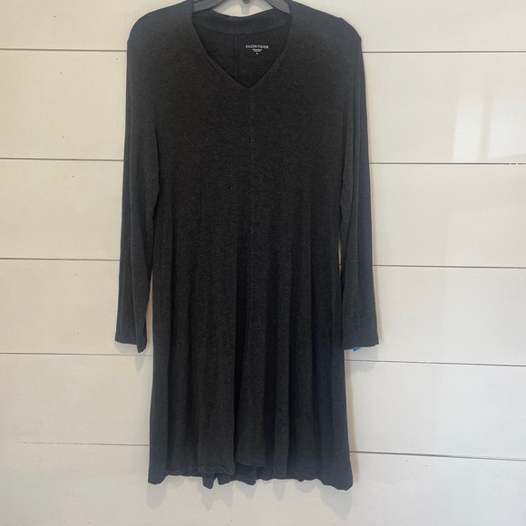 Womens Eileen Fisher Charcoal Gray Black Sz M - A Line  Dress‎ - Picture 1 of 6